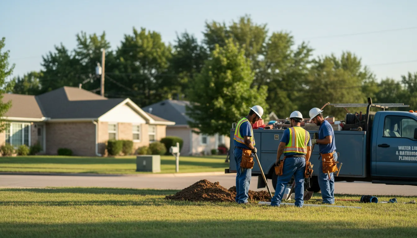 Residential water line and bathroom plumbing service in Hinton, OK